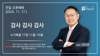 24년 11월 17일/오후설교/눅 17:11-19/감사 감사 감사/양성완 목사