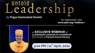 🛑LIVE WEBINAR | Untold Leadership by Gyanvatsal Swami Speech| Gnanvatsal Swami જ્ઞાનવત્સલ સ્વામી