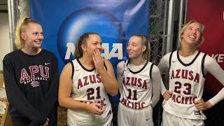 Azusa Pacific Women’s Basketball Postgame: Laura Pranger, Cate Walton, Kayla Shaw & Kyra Zovak