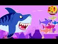 Megaldon Hunt Baby Shark Family 30 Min | + Compilation | Baby Shark Remix | Momonico 