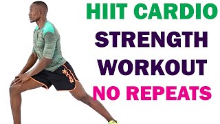 HIIT Cardio Strength Workout No Repeats/ 20 Minute Fat Burning Full Body Workout