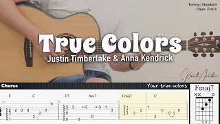 True Colors - Justin Timberlake & Anna Kendrick | Fingerstyle Guitar | TAB + Chords + Lyrics