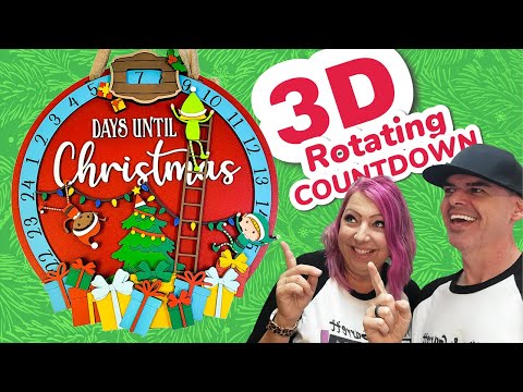 3D DIY Laser Cut Wood Christmas Countdown Calendar Rotating
