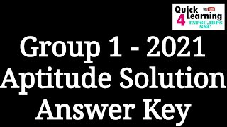 TNPSC Group 1 2021 Aptitude Solution Answer | Group 1 Answer Key 2021 |