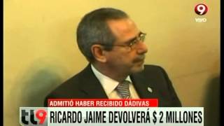 Ricardo Jaime admitió haber recibido dádivas