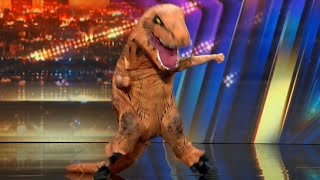 Dancing Dinosaur Trex Flips , Kicks, \u0026 Spins | Auditions | AGT 2023