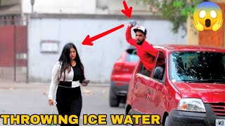 Throwing Ice Water Balloons at People Prank ! || MOUZ PRANK