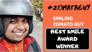 Zomato guy smiling video viral Zomato boy perfect happy face