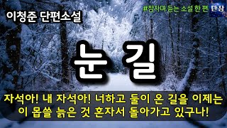 자석아! 내 자석아! 너하고 둘이 온 길을 이제는 이 몹쓸 늙은 것 혼자서 너를 보내고 돌아가고 있구나!  [눈길] 이청준  #책읽어주는남자 #오디오북  #책과함께하는하루단잠