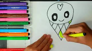 how to draw cute ice cream for kids - draw cute things
