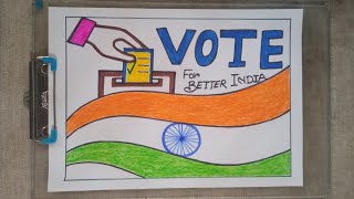 National voters day drawing easy  मतदाता जागरूकता चित्र | vote Awareness drawing| #Votersdaydrawing