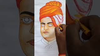 Swami vivekananda color Drawing #shorts #drawing #art #youtubeshorts #vivekananda #viral #gourabart