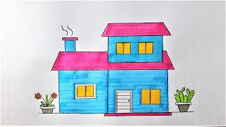 How to draw a House 🏡My house Drawing Easy🏡 Painting
