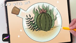 How to draw Succulent Plants in a Bottle | Procreate Tutorial