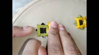 Square mirror work tutorial # hand embroidery # unique design # Navaratri special