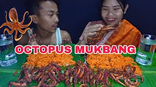 OCTOPUS MUKBANG with NOODLES🐙🍜 ||couple mukbang