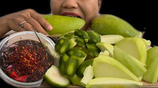 ASMR MASSIVE SOUR GREEN MANGO + AMBARELLA WITH SUPER SPICY BAGOONG