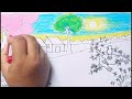 how to draw a beautiful spring season scenery easy spring landscape drawing for beginners