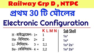 Shell And subshell Electronic configuration of first 30 Elements | প্রথম 30 টি মৌলের ইলেকট্রন সজ্জা