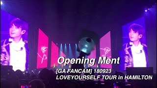 [GA FANCAM] 180923 Opening Ment - BTS 방탄소년단 @ LOVEYOURSELF TOUR in HAMILTON_럽셀콘 직캠