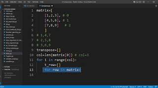 transpose of a matrix in python|| example on list python