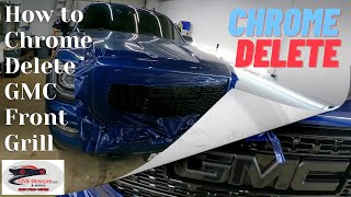 How To Chrome Delete a Front Grill on any #GMC #TRUCK and Vinyl Wrap Truck Mirrors #vinylwrap #howto