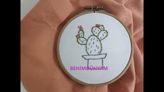 Burgulu Sap İşi Nasıl Yapılır/Hand Embroidery/etamin iğne ardı işleme kaktüs needlework cross stitch