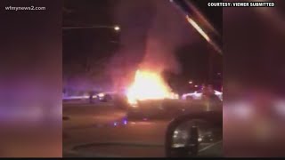 Accident, Electrical Failure Cause Car to Catch Fire in Winston-Salem