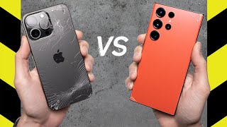 Prueba de caída - iPhone 15 Pro Max vs. Galaxy S23 Ultra