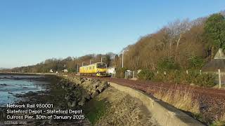 Network Rail 950001 passing the rarely used line at Culross Pier: 30/01/25