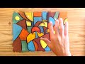 glowing mushroom abstract painting in soft pastel modern art demonstration