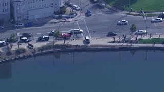 Raw video: Body found inside a suitcase floating in Oakland's Lake Merritt