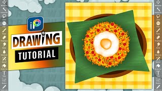 Cara Menggambar Makanan Nasi Goreng di Ibis Paint X | How to Draw Food Fried Rice