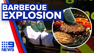 Man with serious burns after barbeque explodes | 9 News Australia