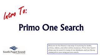 Intro to Primo One Search - Go to the updated video!