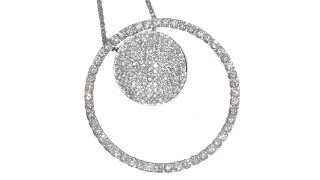 Certified 2.02 cts White Diamond Cocktail Statement Halo Circle Pendant Necklace 18k White Gold GEMS