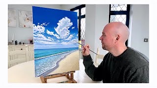 Ocean painting tutorial acrylic - how to paint a beach with acrylics Acrylic painting tutorial beach
