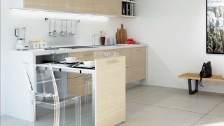 Pull-out table from cabinet with bridge leg - Evolution, by Atim