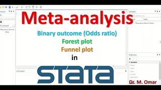 Meta analysis binary outcome Odds ratio in STATA forest plot funnel plot