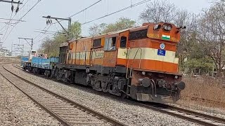 Derated Pune WDG3A With 2 Departmental Freight Coaches Towards Chinchwad