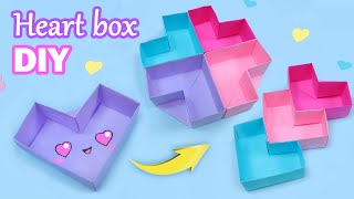 DIY ORIGAMI PAPER HEART BOX 💗 DIY Paper Box / Origami Box Tutorial / School Crafts / Paper Crafts