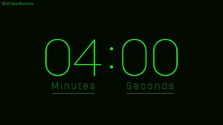 4 Minutes Countdown Timer with Alarm & Time Markers / Chapters - Rounded - Green