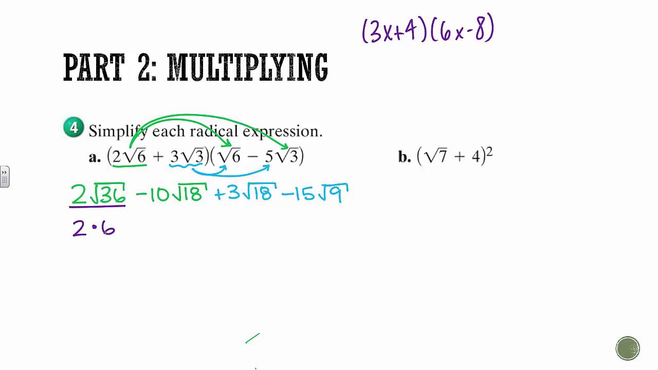 Algebra 1: Section 11.2- Operations With Radical Expressions - YouTube