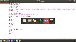 Root of the equation using bisection method in fortran 90