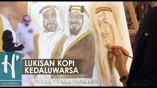 Lukisan Terbesar dari Kopi Karya Seniman Berhijab Arab Saudi