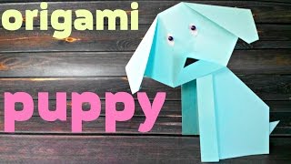 Origami puppy dog  animals easy tutorial 3d instructions.Origami diagrams for children,for beginners