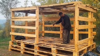 Man builds a house from abandoned pallets from start to finish | by @lesnoy_craft8607