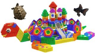 DIY - How To Build Fish Pond Around Turtle Castle With Magnetic Balls (Satisfying) - Magnet Balls