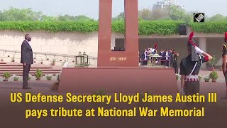 US Defense Secretary Lloyd James Austin III pays tribute at National War Memorial