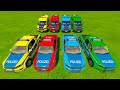 TRANSPORTING PIXAR CARS & FRUITS WITH COLORED & JOHN DEERE vs CLAAS vs TRACTORS - BeamNG.drive #962